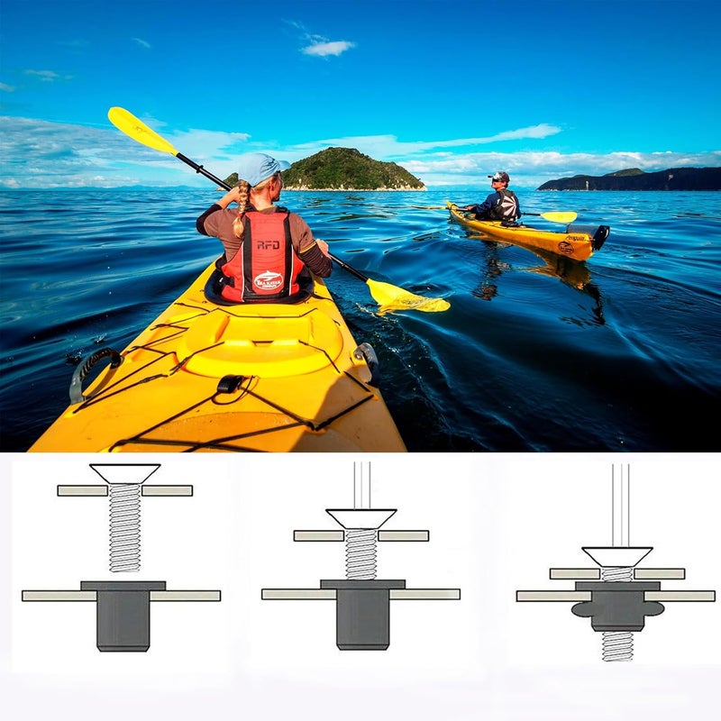 MAYEHAY 48 Pairs of M6 Neoprene Well Nuts M6 x 30mm Stainless Steel Hex Socket Bolts Well Nuts Kit for Kayak Motorcycle Windscreen Marine Accessories,Neoprene nut Contains Brass Nuts Copper nut - Image 2